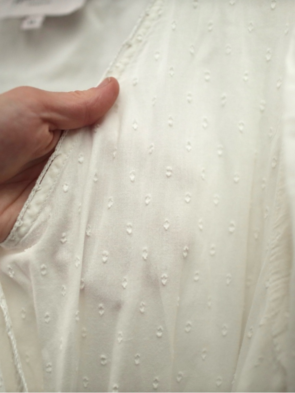 JessaKae XL Cotton White Faux Wrap Midi Dress with Elastic & Tie Waist - Picture 6 of 9